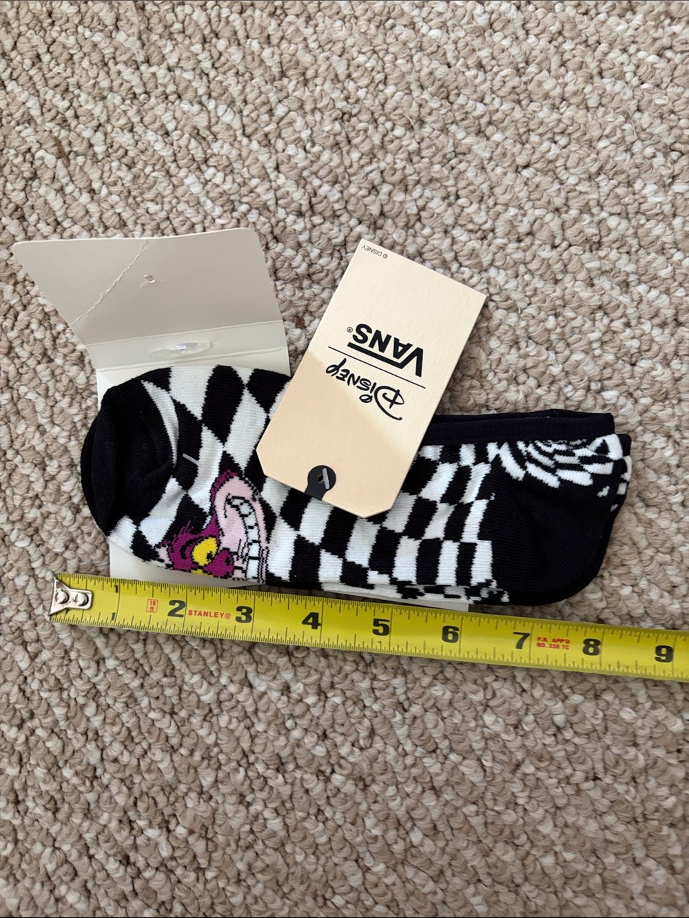 Vans Black & White Checkerboard No-Show Socks with Purple Accent